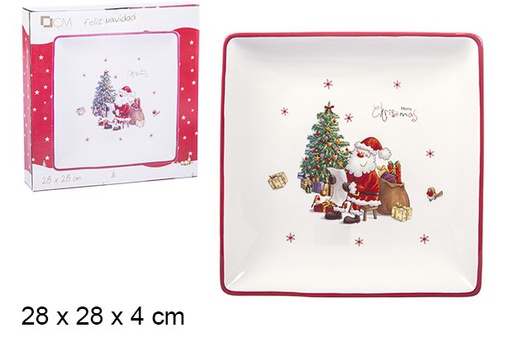 [106403] Plateau de Noël en céramique décoré du Père Noël 28 cm