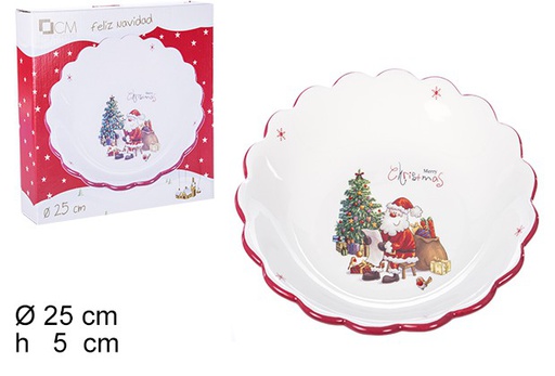 [106404] Plateau de Noël en céramique décoré du Père Noël 25 cm