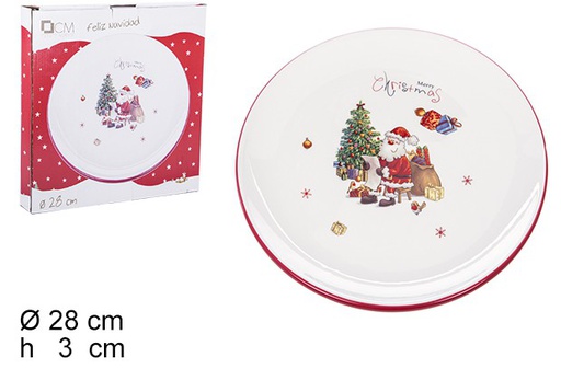 [106406] Tartera cerámica Navidad decorada Papa Noel 28 cm