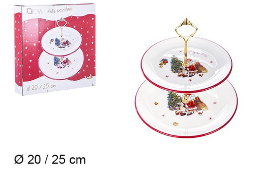 [106407] Coupe à fruits de Noël en céramique décorée du Père Noël 20/25 cm