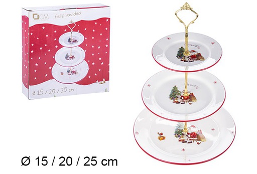 [106408] Coupe à fruits de Noël en céramique décorée du Père Noël 15/20/25 cm