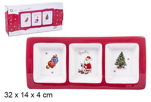 [106412] Aperitivos de Natal em cerâmica decorados com Papai Noel 32x14 cm