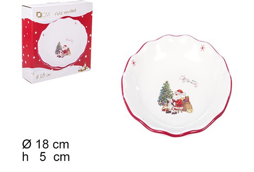 [106414] Piatto natalizio in ceramica decorato con Babbo Natale 18 cm