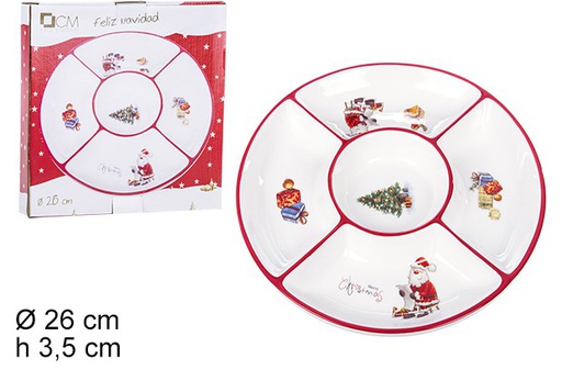 [106415] Antipasto natalizio in ceramica decorato con Babbo Natale 26 cm