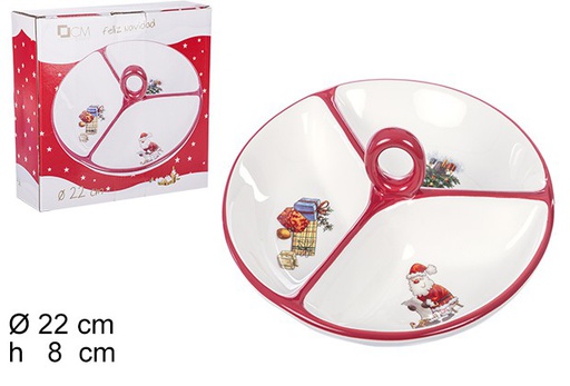 [106418] Antipasto natalizio in ceramica decorato con Babbo Natale 22 cm