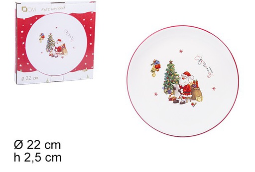 [106437] Portapranzo natalizio in ceramica decorato con Babbo Natale 22 cm