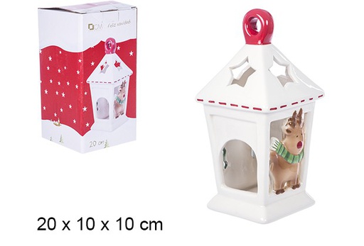 [106438] Christmas ceramic lantern candle holder 20 cm