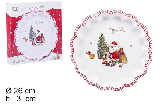 [106443] Plateau de Noël en céramique décoré du Père Noël 26 cm