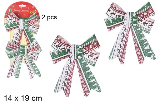 [106956] Pack 2 decorated Christmas bows 14x19 cm