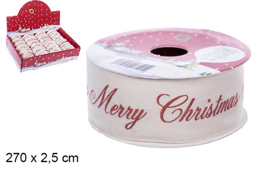 [107101] Cinta navidad crema surtida 2.7mtx2.5cm beige 2.7mx2.5cm