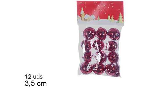 [107365] Pack 12 cascabeles rojo metalizados 3,5 cm