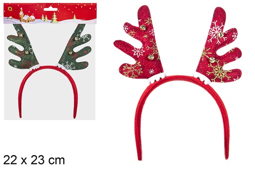 [107418] Christmas reindeer headband with bell 22x23 cm