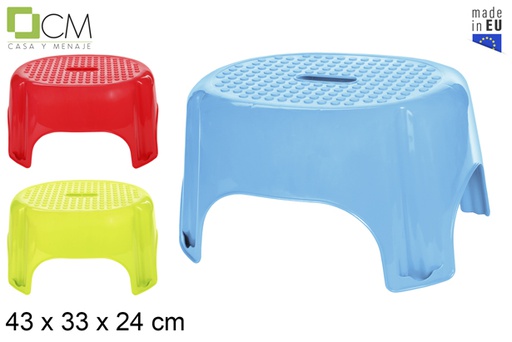 [103049] Plastic stool assorted colors 43x33 cm