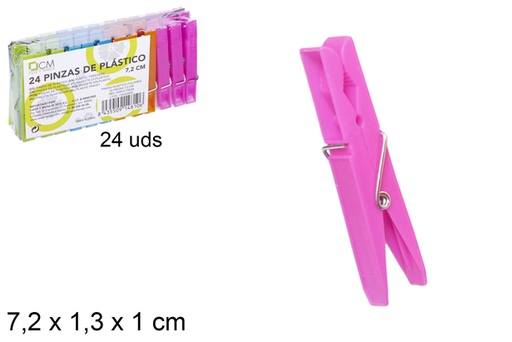 [104810] Pack 24 clipes de plástico coloridos de 7,2 cm
