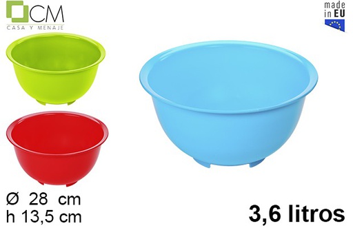 [103070] Bol en plastique couleurs assorties 3,6 l.