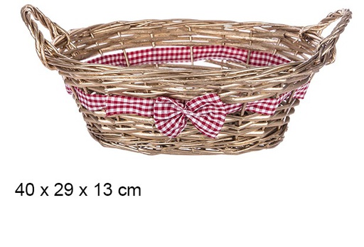 [107504] Panier ovale de Noël doré avec noeud 40x29 cm