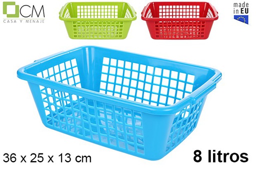[102906] Rectangular mesh basket assorted colors 8 l.