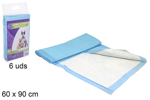 [106094] Pack 6  tapetes absorventes antiderrapantes para animais de estimação 60x90 cm
