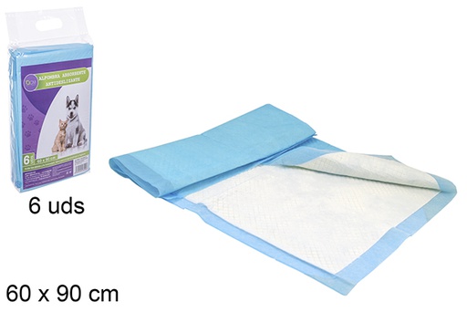 [106094] Pack 6 alfombras absorbentes mascotas antideslizante 60x90 cm