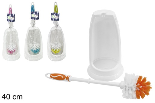 [104789] Round toilet brush holder with colored handle 40 cm