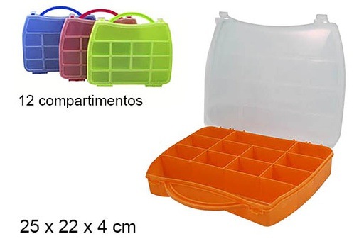 [105973] Caja plástico herramientas 12 compartimentos colores surtidos