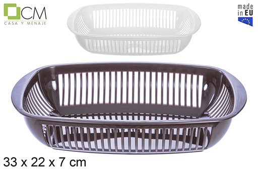 [107507] Cesta rectangular marrón/blanca 33x22 cm