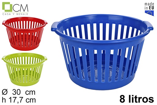 [102907] Round mesh plastic basket assorted colors 8 l.