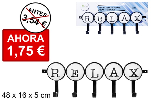 [104765] Percha metal para puerta con 5 pomos relax