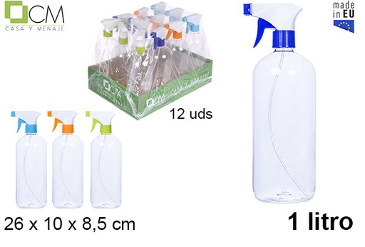 [107446] Round plastic bottle with sprayer 1 l.