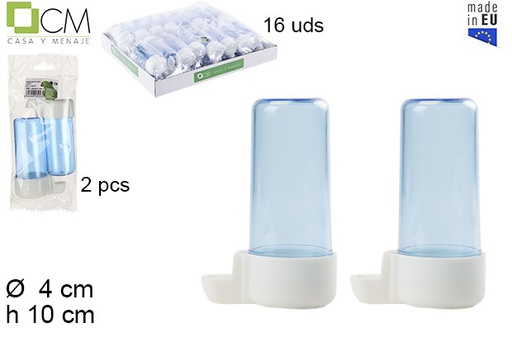 [102838] Pack 2 bebedouros curtos para pássaros azul