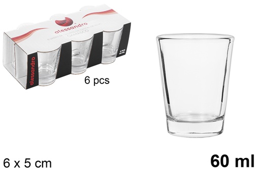 [105815] Pack 6 vasos chupito cristal Damasco 60 ml