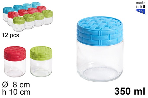 [102796] Bote cristal tapa ratan colores surtidos 350 ml