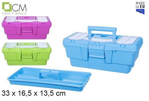 [107505] Boîte à outils en plastique avec plateau couleurs assorties 33 cm 13&quot;