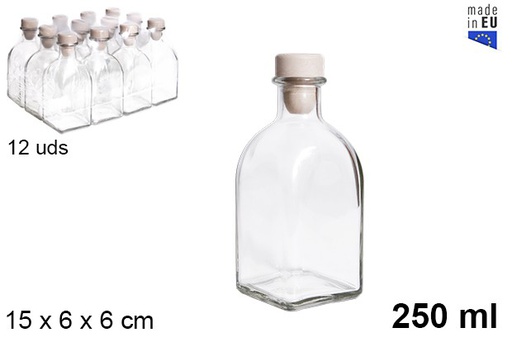 [107537] Flacone di vetro con tappo di plastica 250 ml  