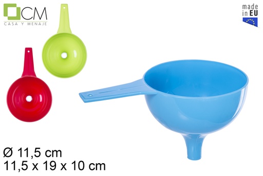 [107770] Entonnoir en plastique avec anse couleurs assorties 12 cm