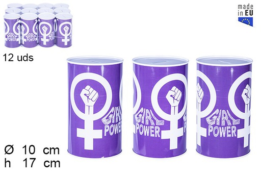 [106052] GIRL POWER PURPLE METAL PIGGY BANK