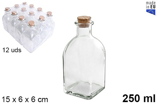 [107822] Bouteille verre naturel bouchon de liège 250 ml