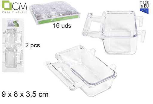[102989] Pack 2 comederos pájaro plástico transparente