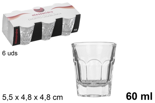 [106178] Pack 6 vasos chupito cristal Casablanca 60 ml