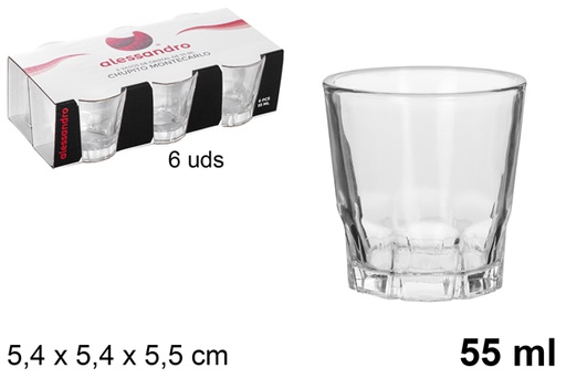 [106170] Pack 6 vasos chupito cristal Montecarlo 55 ml