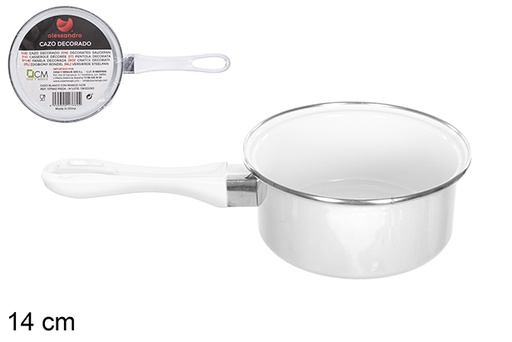 [107660] White saucepan with handle 14 cm