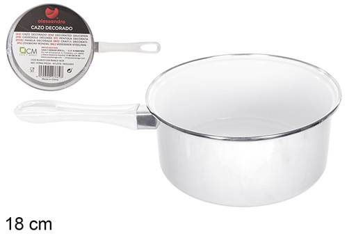 [107662] White saucepan with handle 18 cm