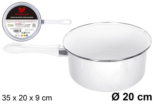 [107663] Pentola bianca con manico 20 cm