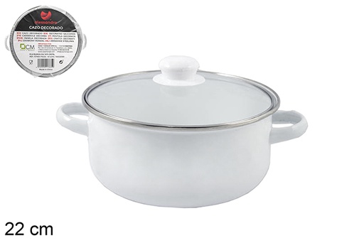 [107666] Pot blanc avec couvercle en verre 22 cm