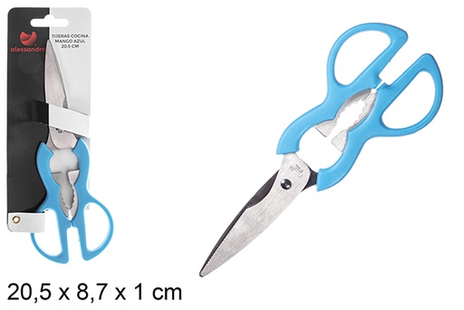 [107220] Kitchen scissors blue handle 20,5 cm