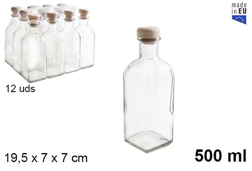 [107657] Glass bottle with plastic cap 500 ml