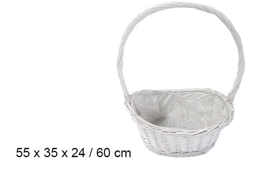 [107519] Panier de Noèl blanc doublé 60 cm  