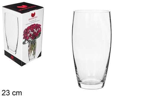 [107647] Curved glass flower vase 23 cm