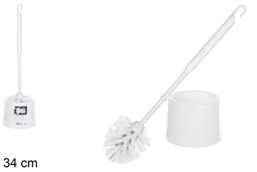 [107735] Round white toilet brush holder 34 cm