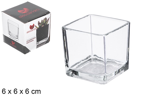 [107682] Natural squared glass vase 6 cm